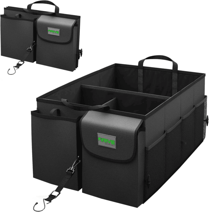 Drive Auto Car Trunk Organizer - Collapsible, Multi-Compartment Automotive SUV Car Organizer for Storage W/Adjustable Straps - Truck & Car Accessories for Women and Men - Black - Image 9