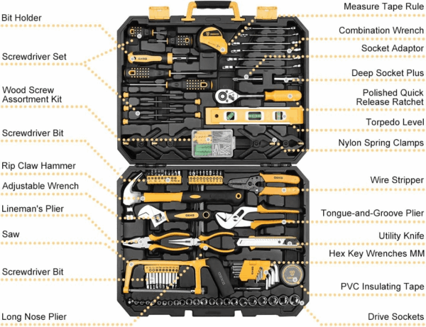 228 Piece Socket Wrench Auto Repair Tool Combination Package Mixed Tool Set Hand Tool Kit with Plastic Toolbox Storage Case - Image 3
