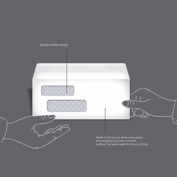 #9 Self-Seal Envelopes with Peel and Seal, Double Window, Security Tinted, 500-Pack, 1 X 3.88 X 8.8 Inch, White - Image 5