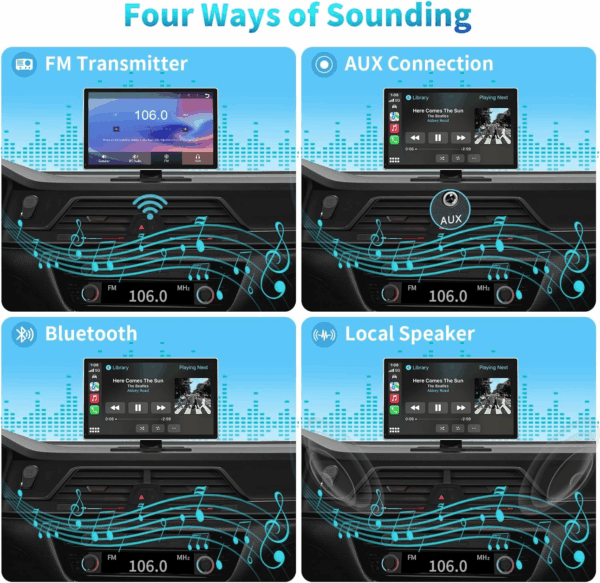 Portable Apple Carplay Screen for Car, 9" Wireless Apple Carplay & Android Auto,4K Dash Cam,1080P Backup Camera Dvr,Car Audio Receivers GPS Navigation Mirror Link, Bluetooth,Fm, Siri - Image 5
