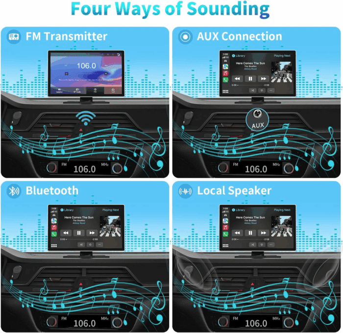 Portable Apple Carplay Screen for Car, 9" Wireless Apple Carplay & Android Auto,4K Dash Cam,1080P Backup Camera Dvr,Car Audio Receivers GPS Navigation Mirror Link, Bluetooth,Fm, Siri - Image 5