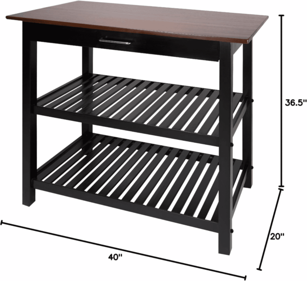 Kitchen Island with Solid American Hardwood Top, Walnut&Black - Image 9