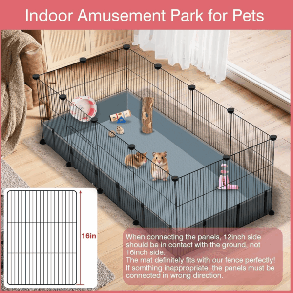 12 Panels Small Animal Playpen,Pet Playpen with Waterproof Mat,C&C Cage for Guinea Pigs,Puppy Play Pen,Bunny Playpen,Indoor Outdoor Portable Metal Wire Yard Fence - Image 4