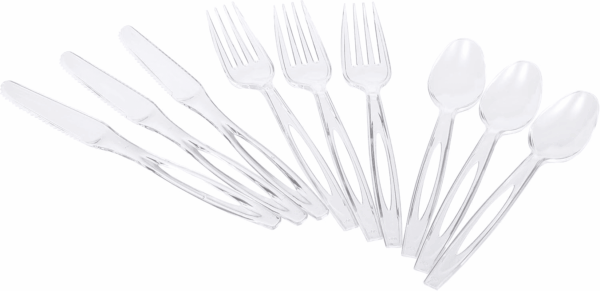 Disposable Cutlery Set - Clear Heavy Duty Plastic Forks, Knives, and Spoons - 240 Piece Plasticware for Parties - Durable, Sturdy Recyclable Utensils - Great for July 4Th, Thanksgiving, Christmas - Image 4