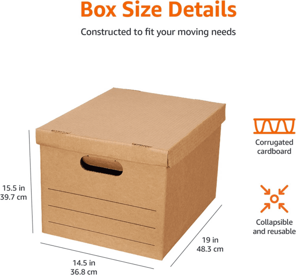 Medium Moving Boxs with Lid and Handles, 19 X 14.5 X 15.5, Inches 10 Pack - Image 6