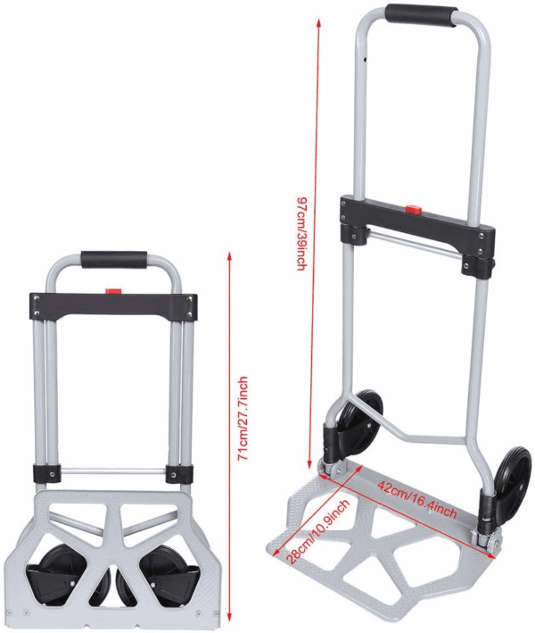 Aluminum Folding Hand Truck and Dolly, 220Lbs Capacity, Cart Ideal for Moving Heavy Loads, Portable and Durable - Image 3