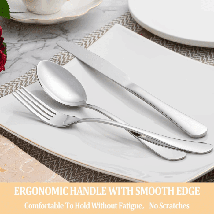 30 Pcs Silverware Set Service for 6,Premium Stainless Steel Flatware Set,Mirror Polished Cutlery Utensil Sets,Durable Kitchen Eating Tableware Sets,Include Fork Knife Spoon,Dishwasher Safe - Image 5