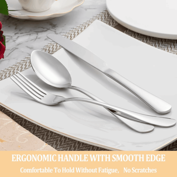 20 Piece Silverware Set Service for 4,Premium Stainless Steel Flatware Set,Mirror Polished Cutlery Utensil Set,Durable Home Kitchen Eating Tableware Set,Include Fork Knife Spoon Set,Dishwasher Safe - Image 5