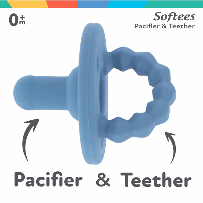 Silicone Softees Pacifier and Teethers - (5-Pack) Silicone Baby Pacifiers and Teethers - 0+ Months - Assorted Colors - Image 2