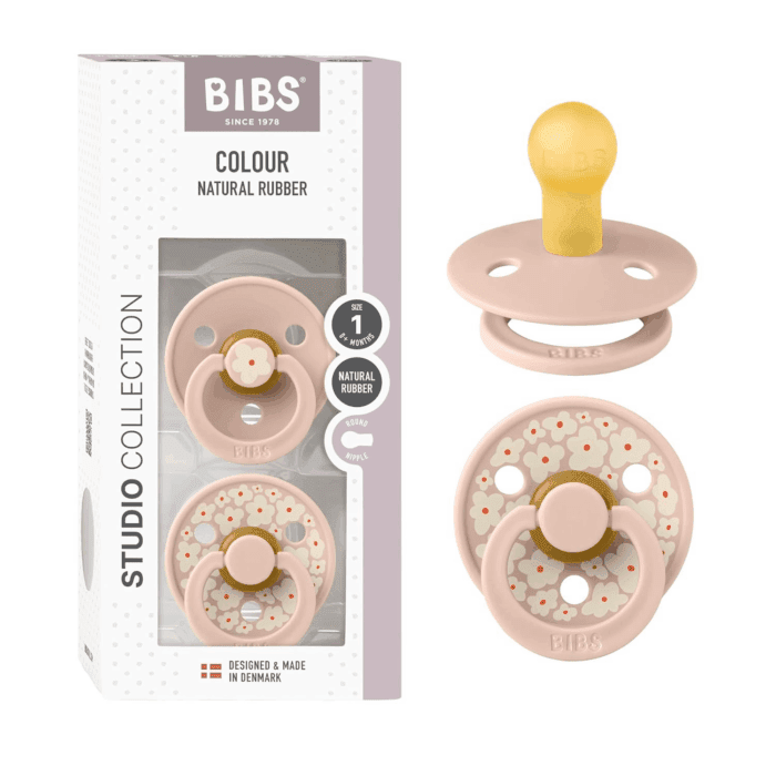 Pacifiers - Colour Studio 2 Pack | round Nipple Baby Pacifier | BPA Free Natural Rubber Latex Soother | Made in Denmark | Size 0+ Months | Blush Mix