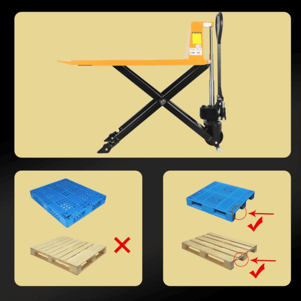 Manual Scissor Pallet Jack Truck High Lift Hand Truck 45" Lx21 W Fork Size 2200Lbs Capacity Suitable for Open Bottom Pallet - Image 7