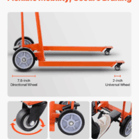 Material Lift Winch Stacker, 330Lbs Capacity Pallet Truck Dolly, 42.9In Max Lifting Height Manual Winch Stacker, Multifunctional Manual Pallet Truck Stacker with Swivel Casters and Lift Plate - Image 6