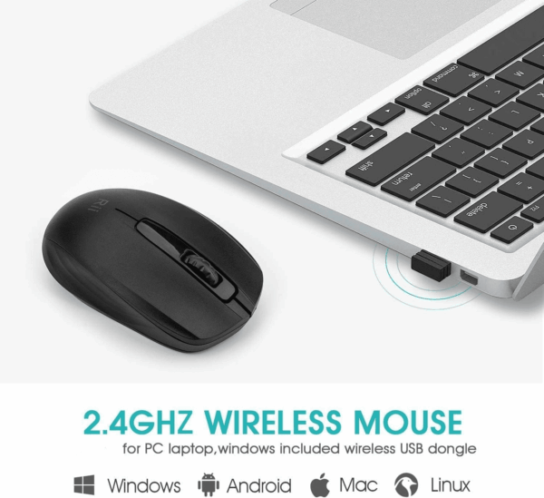 Wireless Mouse, 2.4G Portable Computer Mice for PC, Laptop, Windows,Office Included Wireless USB Dongle (Black) - Image 6