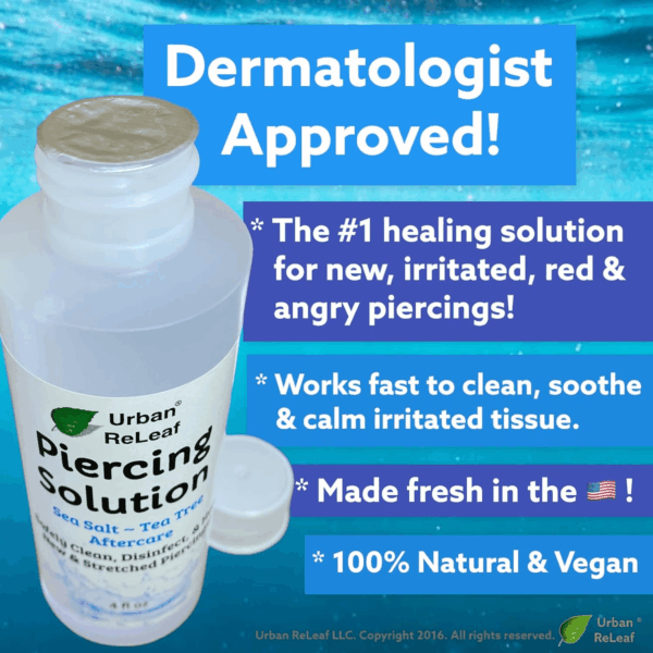 Piercing Solution ! Soothing Sea Salts & Tea Tree AFTERCARE 4 Oz, Ready to Use. Safely Clean and Calm New & Stretched Piercings. Gentle Effective Natural & Proven. Works Fast - Image 2