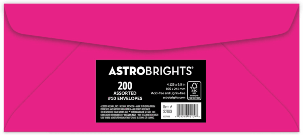 Color 10 Envelopes, 4.125" X 9.5", 24 Lb/89 Gsm, "Happy" 5-Color Assortment, 200 Pack (92109) - Image 3
