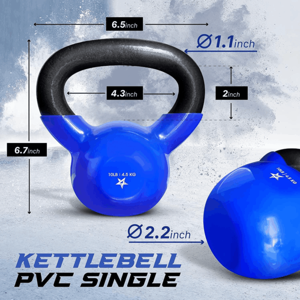 5-65Lbs Kettlebells Vinyl Coated Cast Iron for Dumbbell Weights Exercises, Gym, Fitness, Full Body Workout Equipment Push Up, Grip and Strength Training - Image 2