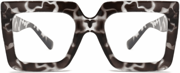 Oversized Blue Light Glasses for Women Fashion Thick Square Computer Eyewear Non-Prescription Black Glasses (White Leopard)