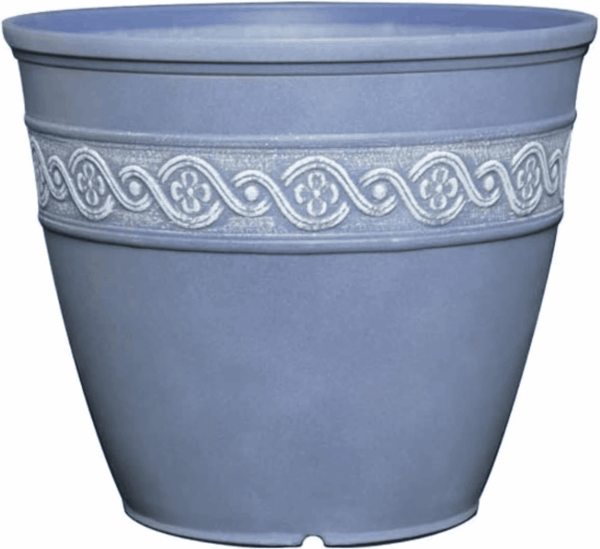 Corinthian Resin Flower Pot Planter, Slate Blue, 8"