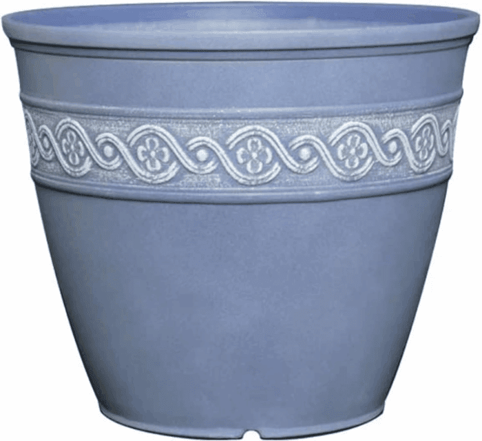 Corinthian Resin Flower Pot Planter, Slate Blue, 8"