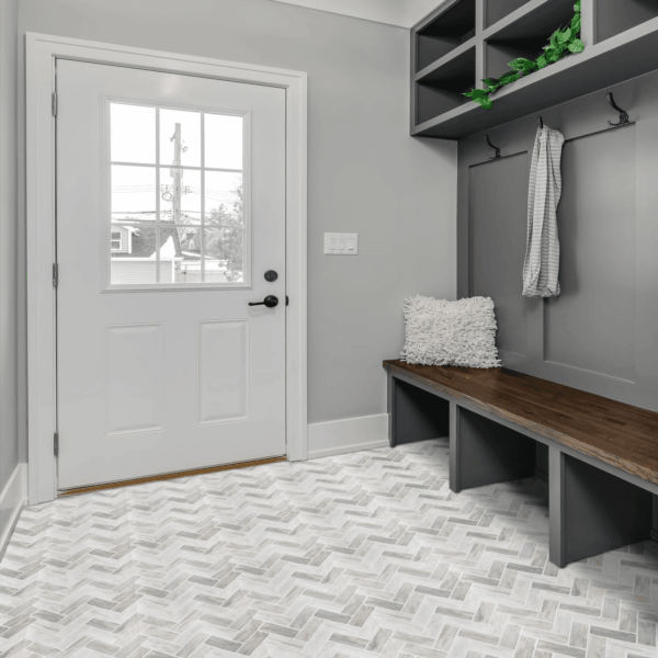 Retro Self Adhesive 12-Inch Vinyl Floor Tiles, 20 Tiles - 12" X 12", Stone Herringbone Pattern - Peel & Stick, DIY Flooring for Kitchen, Dining Room, Bedrooms & Bathrooms by  Home Decor - Image 2