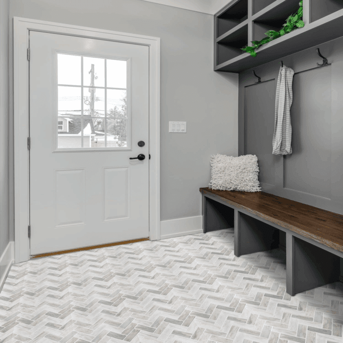 Retro Self Adhesive 12-Inch Vinyl Floor Tiles, 20 Tiles - 12" X 12", Stone Herringbone Pattern - Peel & Stick, DIY Flooring for Kitchen, Dining Room, Bedrooms & Bathrooms by  Home Decor - Image 2