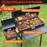 Charcoal Grills with Offest Smokers: Spacious Barrel Charcoal BBQ Grill | Barbecue Smoker Grill Combo for Outdoor Backyard Patio Camping Picnic and Party - Image 2