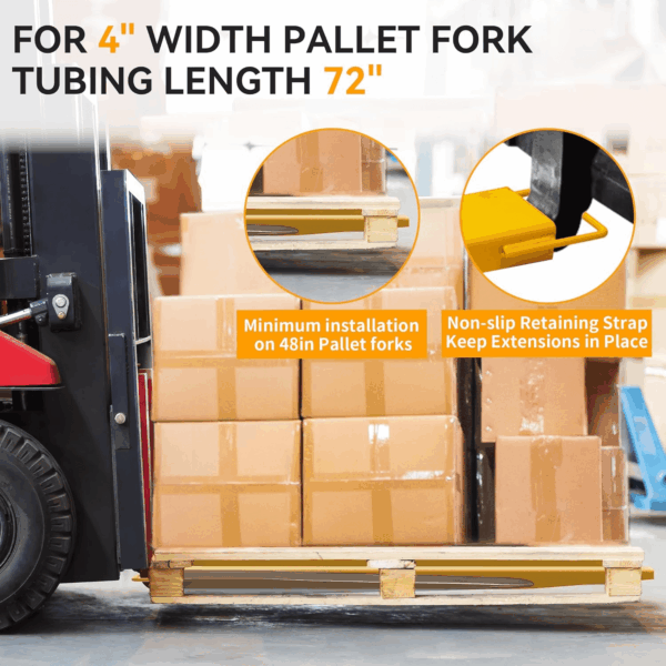 4.5In Width Forklift Extensions Fits for 4" Wide Forks, Heavy Duty Pallet Fork Extension, 72In Length, 1 Pair, Yellow - Image 3