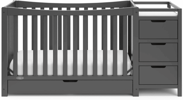 Remi 4-In-1 Convertible Crib & Changer with Drawer (Gray) – GREENGUARD Gold Certified, Crib and Changing -Table Combo, Includes Changing Pad, Converts to Toddler Bed, Daybed and Full-Size Bed - Image 8