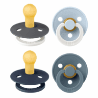 Colour Soother 4-Pack | BPA Free Dummy Pacifier | round Nipple | Natural Rubber Latex | Made in Denmark | Size 0-6 Months | Petrol Glow Mix
