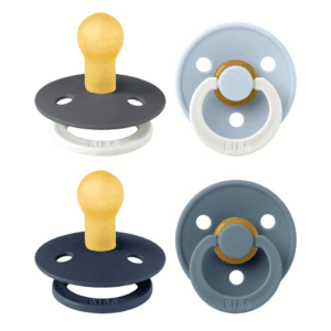 Colour Soother 4-Pack | BPA Free Dummy Pacifier | round Nipple | Natural Rubber Latex | Made in Denmark | Size 0-6 Months | Petrol Glow Mix