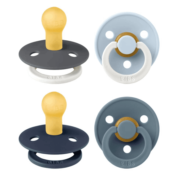Colour Soother 4-Pack | BPA Free Dummy Pacifier | round Nipple | Natural Rubber Latex | Made in Denmark | Size 0-6 Months | Petrol Glow Mix
