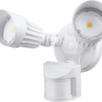 COB LED Security Light, Motion Sensor Flood Lights Outdoor, Aluminum, 3 Modes Motion Detector+Dusk to Dawn+Switch Control, 100-277V, Adjustable 2-Head, IP65, 3000K Warm White, ETL, White