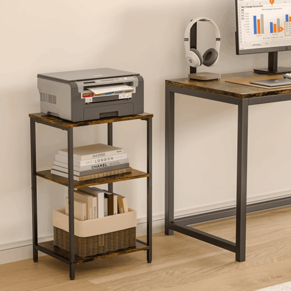 Side Table, Small End Table Record Player Stand with Storage, Vinyl Record Storage Night Stand for Living Room, Bedroom,Office(Patent Pending)(Rustic Brown and Classic Black) - Image 5