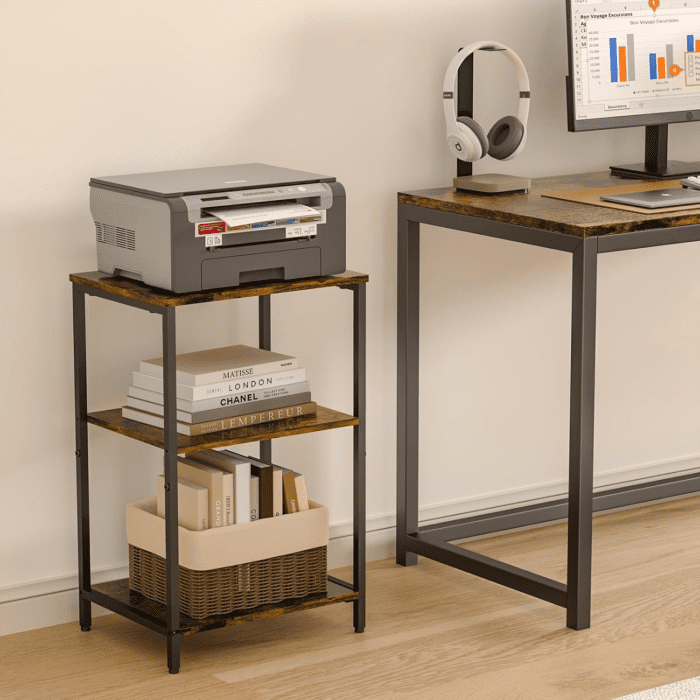 Side Table, Small End Table Record Player Stand with Storage, Vinyl Record Storage Night Stand for Living Room, Bedroom,Office(Patent Pending)(Rustic Brown and Classic Black) - Image 5