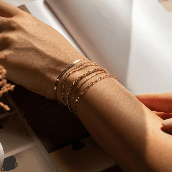 Gold Bracelets for Women,Dainty 14K Gold Plated Stack Set Trendy Stackable Non Tarnish Paperclip Chain Bracelets Gold Jewelry Sets Gifts for Women - Image 5