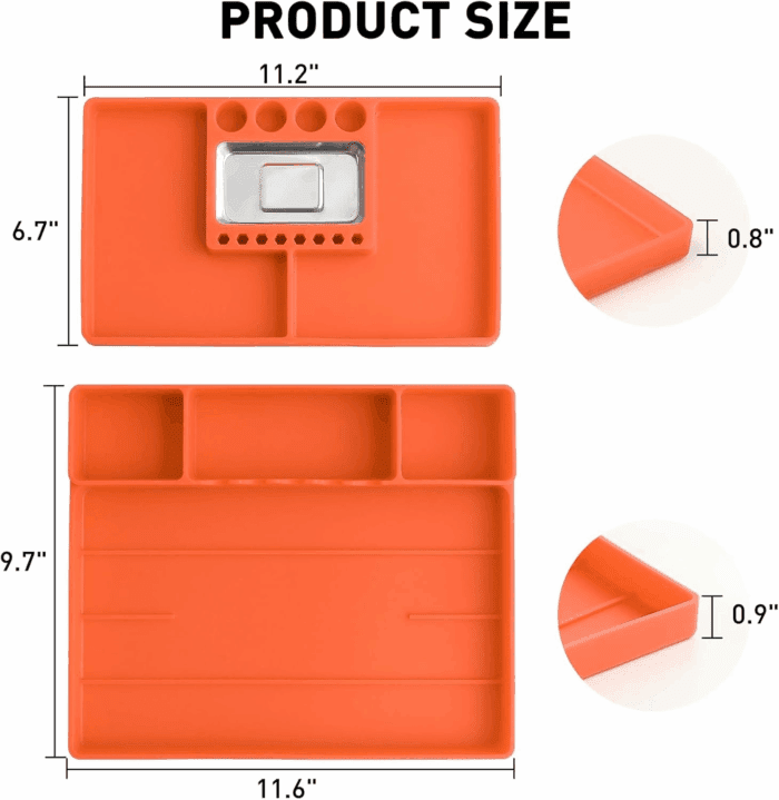 2 Pcs Silicone Tool Tray with Magnetic Small Parts Tray, Non-Slip Flexible Mechanic Automotive Tool Organizer Tool Storage Tool Holder Grip Mats, Christmas Day Gift for Men, Father’S Day Gift - Image 2