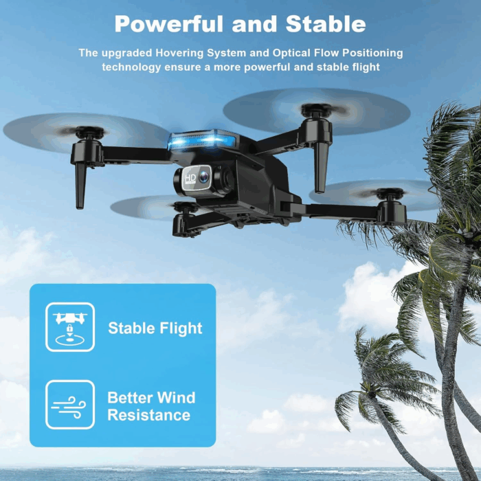 Drone with 1080P Camera - Foldable Remote Control Quadcopter with Voice Gesture Control, 3D Flip, One Key Start, Emergency Stop, 2 Batteries, Easier to Use, Toy for Kids Adults Beginners, Black - Image 4