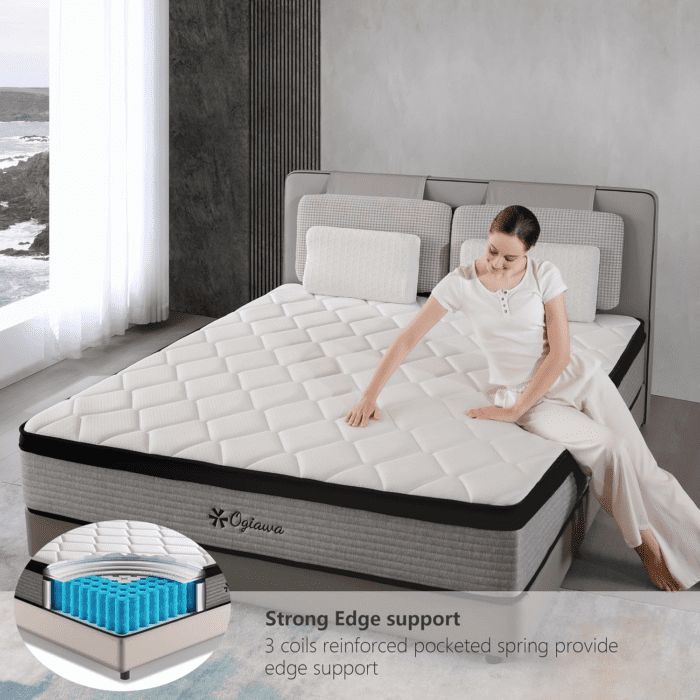 Queen Mattress, 10 Inch Queen Hybrid Mattresses in a Box with Memory Foam, Medium Firm Individual Pocket Spring for Edge Support, Fiberglass Free, Breathable, Certipur-Us - Image 2