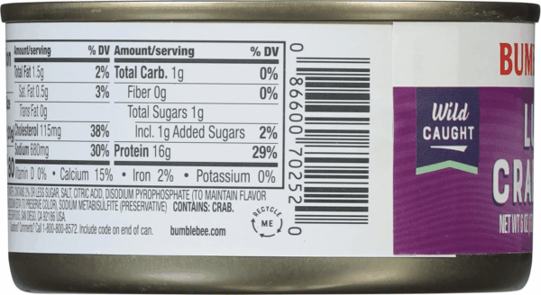 Lump Crab Meat, 6 Oz Can - 14G Protein & 1G Carb per Serving - Wild Caught, Small Chunks, Drain before Use - Packaging May Vary - Image 7