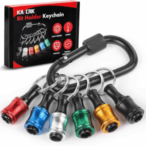 Push to Unlock, 6Pcs 1/4 Inch Hex Shank Aluminum Alloy Screwdriver Bit Holder Light-Weight Quick-Change Extension Bar Keychain Drill Screw Adapter Portable,Black Carabiner,Tool Gifts for Men