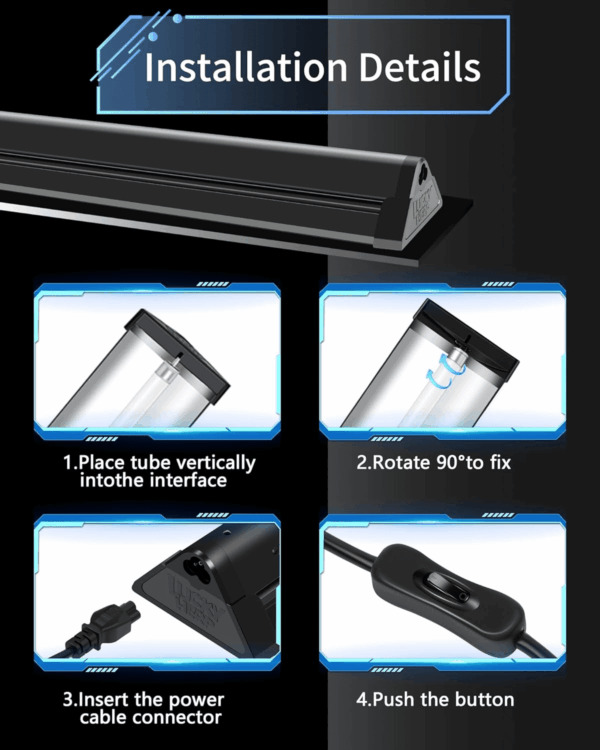 T5 Reptile Light Fixture Combo Kit 39W (New Upgrade), UVB Reptile Light Fixture with Desert UVB 10.0 34" Fluorescent Tube, UVA UVB Reptile Light for Lizard, Bearded Dragon, Tortoise - Image 5