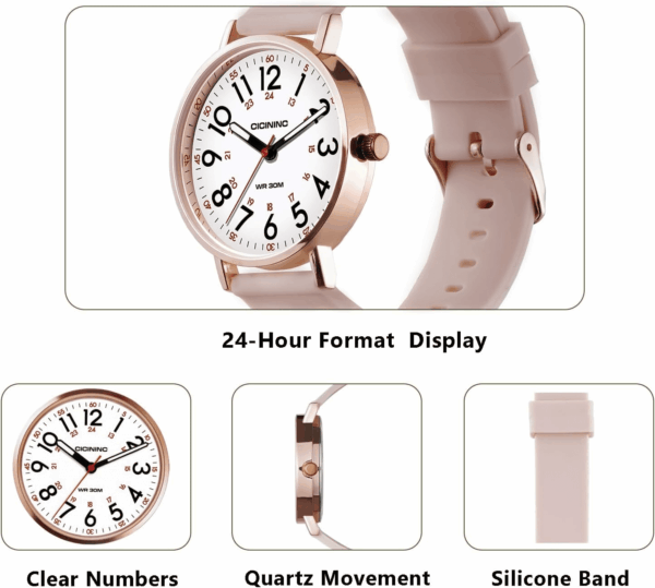 Nurse Watch for Medical Professionals Students Women Men, Analog Nursing Watches with 30M Waterproof 12/24 Hour Military Time, Second Hand, Easy to Read, Colorful Silicone Band - Image 7