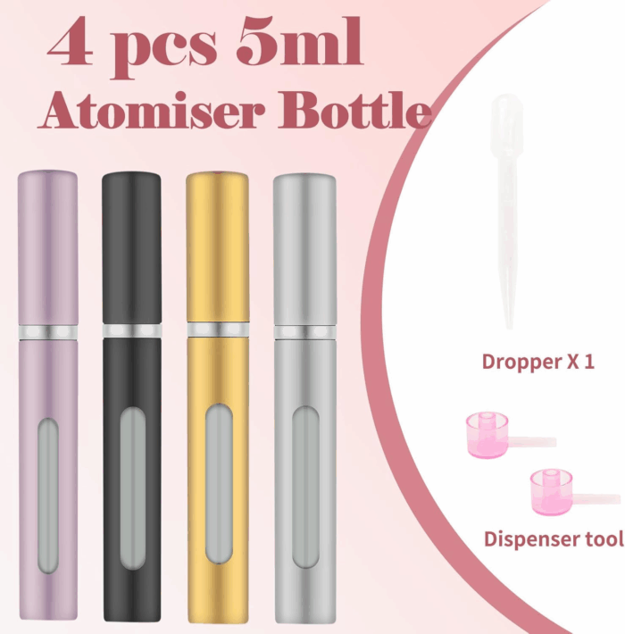 4Pcs Mini Perfume Travel Bottle, Perfume Atomiser Refillable, 5ML Spray Bottles, Portable for Travel Holiday, Outdoor Activities and Business - Image 5