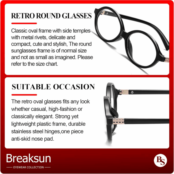 Fashion Oval Glasses for Women Men Retro round Tortoise Frame Blue Light Glasses Nerd Eyeglasses - Image 6