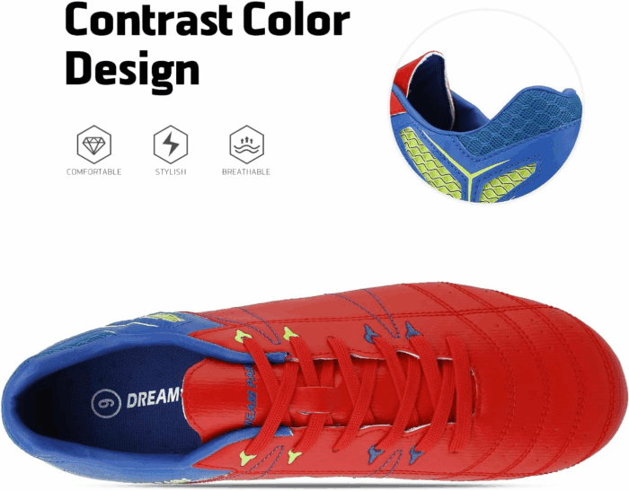 Mens Sport Flexible Athletic Lace up Light Weight Outdoor Cleats Football Soccer Shoes - Image 4
