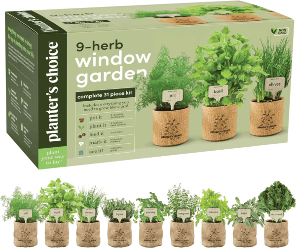 9 Herb Indoor Window Garden Kit - Mother'S Day Gift - House Plants Seeds - Best Unique Gift Ideas for Women, Mom, Friend, Her, Birthday, Housewarming, Mother - New Home Kitchen Gifts