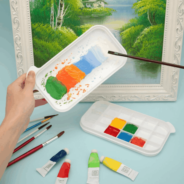 Paint Brush Cleaner, Paint Brush Holder and Organizers with Palette for Acrylic, Watercolor, and Water-Based Paints (White) - Image 3
