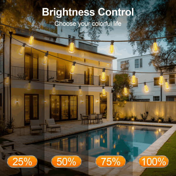 Outdoor String Led Patio Lights - 100Ft 30M outside Waterproof Light with Remote Dimmable ST38 Shatterproof Bulb Connectable Hanging Outdoor Electric Lighting for Backyard Yard Gazebo Porch Party - Image 4