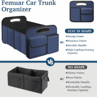 Car Trunk Organizer, Collapsible, Waterproof, Non-Slip, Blue, 52L, 5 Compartments, Rectangular, Portable, Practical/Functional - Image 3