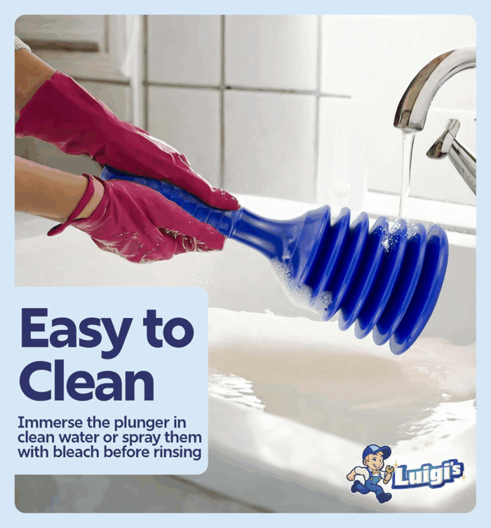Sink and Drain Plunger for Bathrooms, Kitchens, Sinks, Baths and Showers. Small and Powerful, Commercial Style 'Plumbers Plunger' with Large Bellows - Image 5